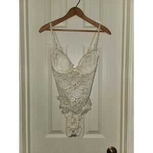 Vintage Victoria's Secret Gold Label Lace Off-White Bodysuit Lingerie